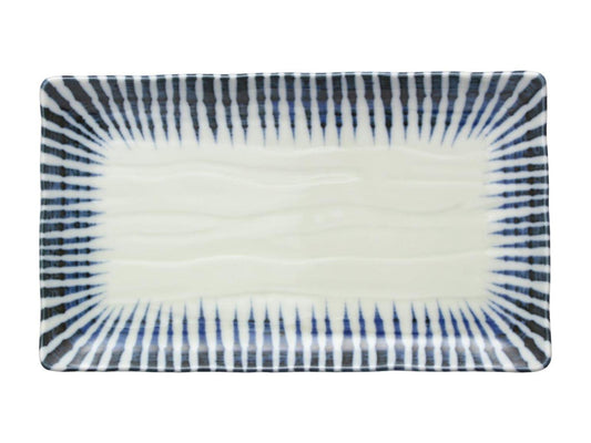 Authentic Mino-yaki "Yakimono-zara" (Plates for Grilled Fish) – Set of 10, Traditional Gosu Tokusa Pattern