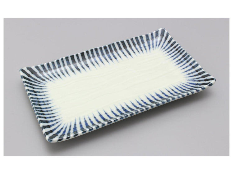 Authentic Mino-yaki "Yakimono-zara" (Plates for Grilled Fish) – Set of 10, Traditional Gosu Tokusa Pattern