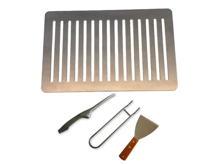 Iwatani Aburiya II Complete Grill Set – Main Unit, Carrying Bag, 10 Mesh Grates & Heavy-Duty Iron Plate with Tools (Made in Japan)